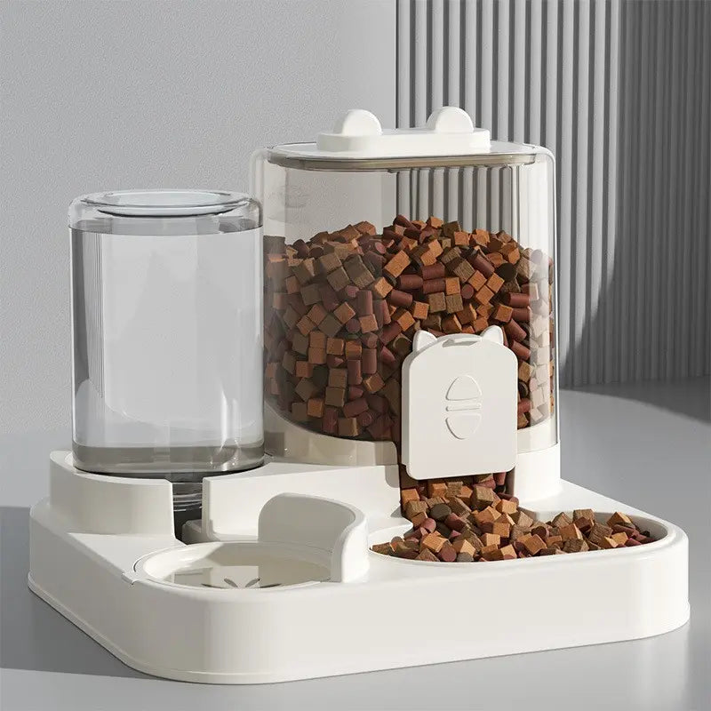 Automatic Cat Feeder and Water Dispenser Combo - Gravity Operated, Durable Plastic Design, Ideal Pet Supply for Cats