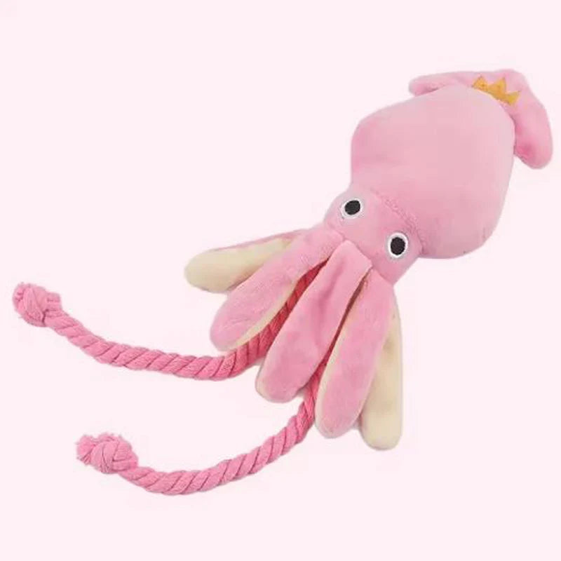 Juguetes para perros; juguetes para gatos; pulpo de cuerda de algodón emisor de sonido; juguetes masticables duraderos para limpiar los dientes; juguetes interactivos para mascotas.