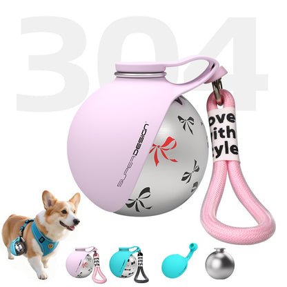Portable Stainless Steel Water Bottle for Small Dogs - Convenient Travel Water Dispenser and Bowl for Pets
