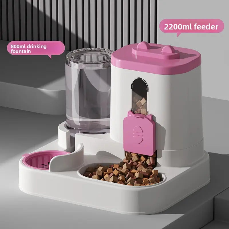 Automatic Cat Feeder and Water Dispenser Combo - Gravity Operated, Durable Plastic Design, Ideal Pet Supply for Cats