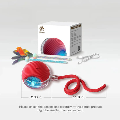 Mizusu Interactive Teaser Toy for Cats and Dogs with Two Additional Tails, Rolling Ball Toy for Kittens, Pet Supplies, Dog and Cat Accessories