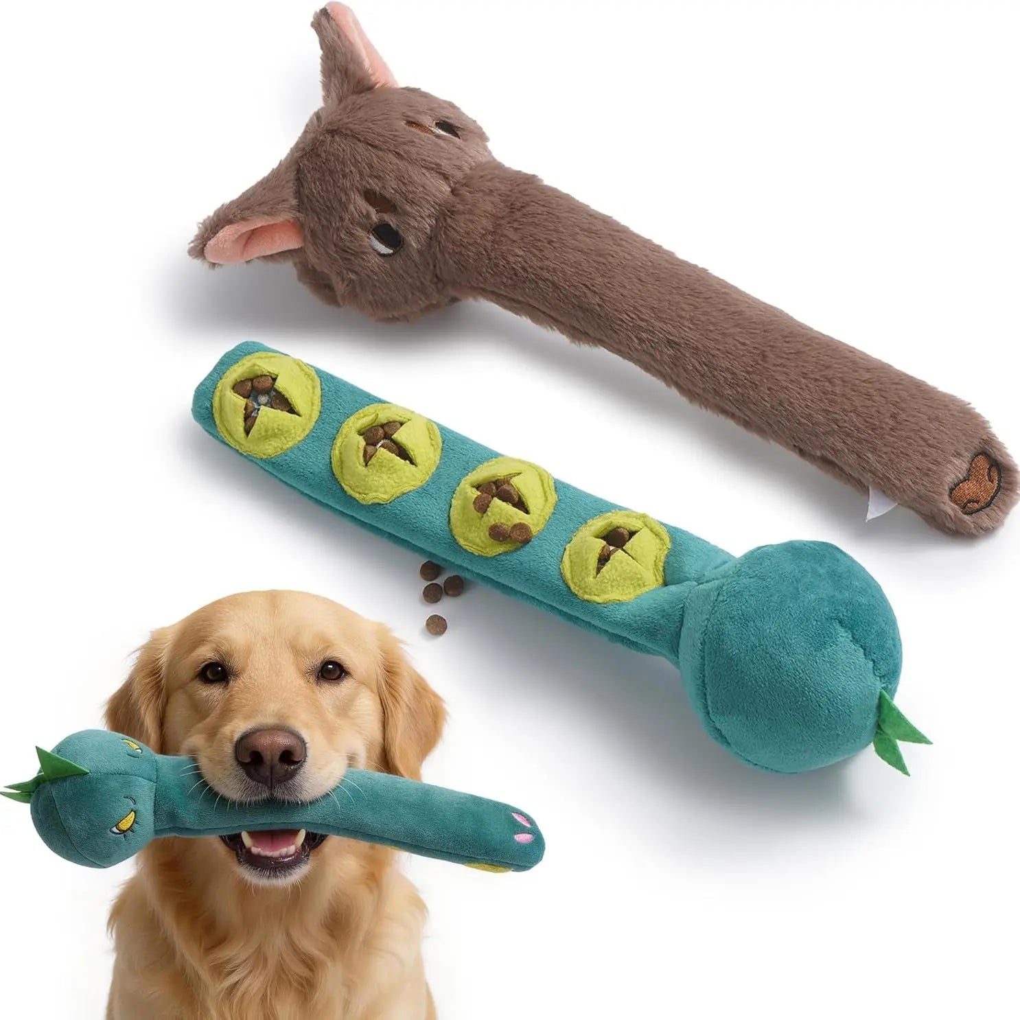 Nocciola 5-Pack Plush Wild Animal Squeaky Dog Toys with Crinkle Paper and Treat Compartment - Interactive Fetch Toys for Aggressive Chewers and All Breeds