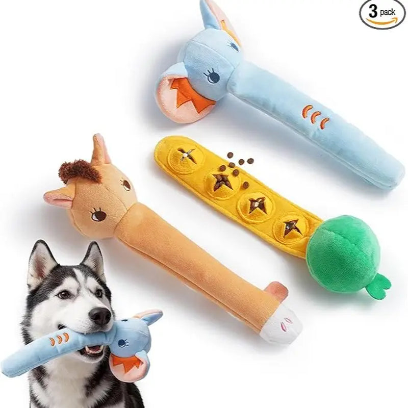 Nocciola 5-Pack Plush Wild Animal Squeaky Dog Toys with Crinkle Paper and Treat Compartment - Interactive Fetch Toys for Aggressive Chewers and All Breeds