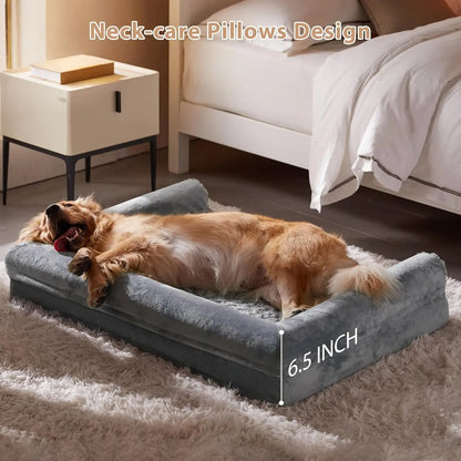 Orthopedic Self-Warming Calming Dog Bed for Medium to Large Dogs by Summervibes BFPETHOME, Waterproof Couch Pet Bed with Removable Washable Cover
