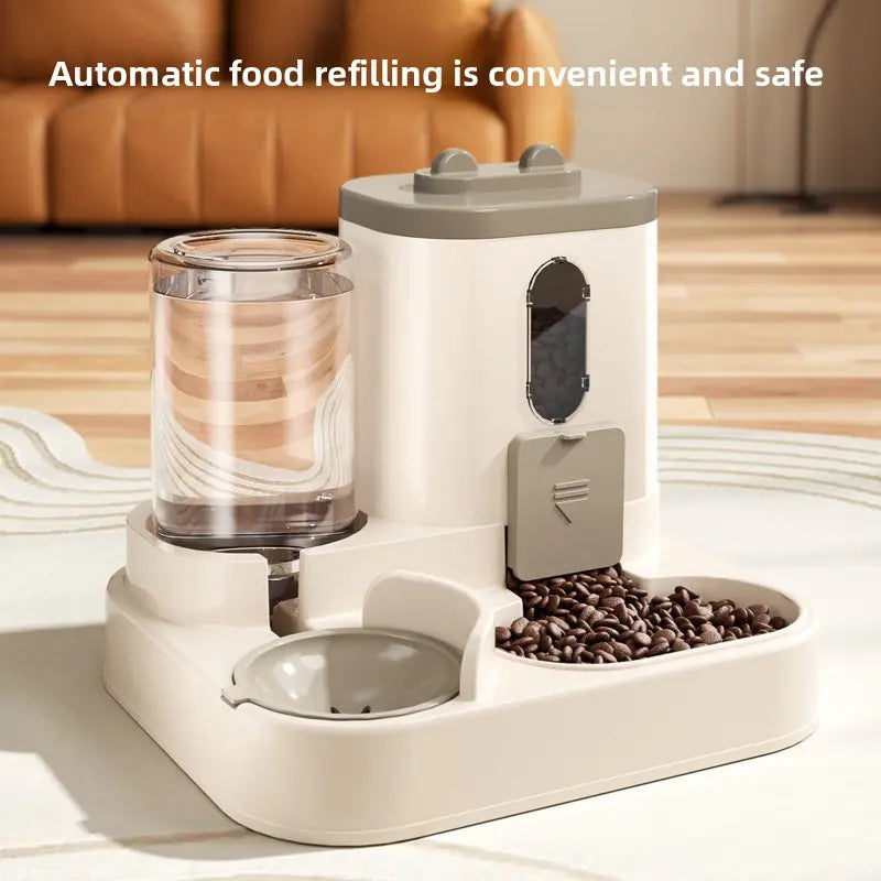 Automatic Cat Feeder and Water Dispenser Combo - Gravity Operated, Durable Plastic Design, Ideal Pet Supply for Cats