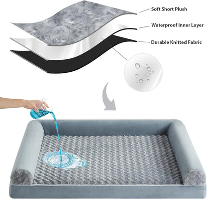 Orthopedic Self-Warming Calming Dog Bed for Medium to Large Dogs by Summervibes BFPETHOME, Waterproof Couch Pet Bed with Removable Washable Cover