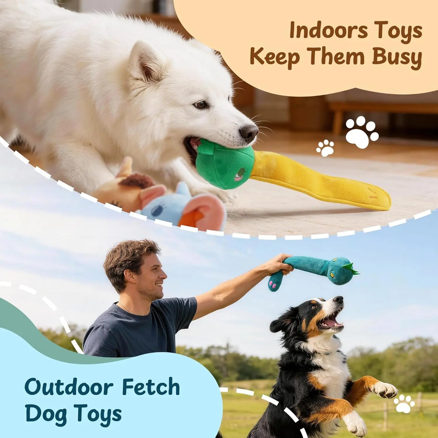 Nocciola 5-Pack Plush Wild Animal Squeaky Dog Toys with Crinkle Paper and Treat Compartment - Interactive Fetch Toys for Aggressive Chewers and All Breeds