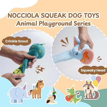 Nocciola 5-Pack Plush Wild Animal Squeaky Dog Toys with Crinkle Paper and Treat Compartment - Interactive Fetch Toys for Aggressive Chewers and All Breeds