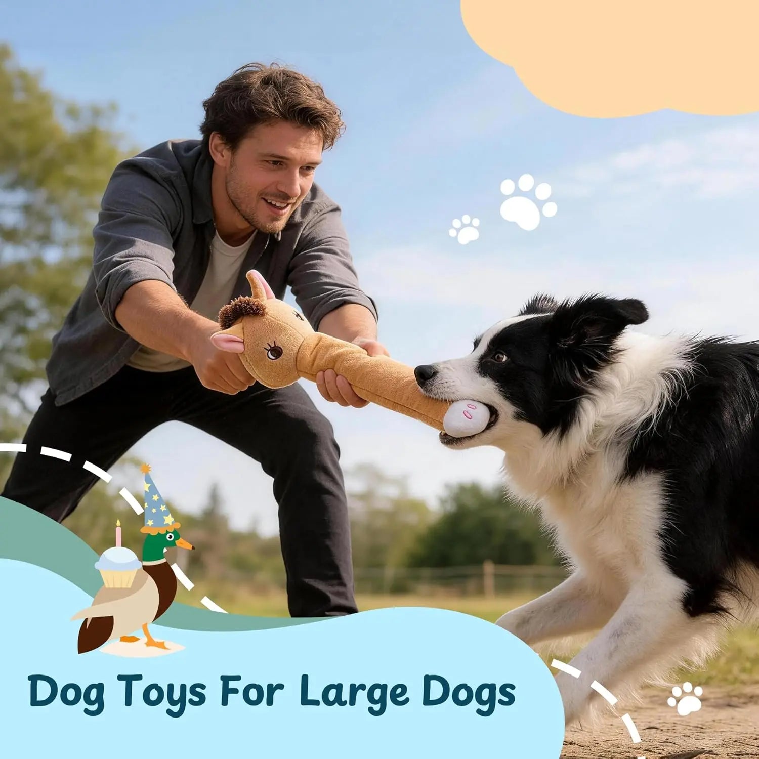 Nocciola 5-Pack Plush Wild Animal Squeaky Dog Toys with Crinkle Paper and Treat Compartment - Interactive Fetch Toys for Aggressive Chewers and All Breeds