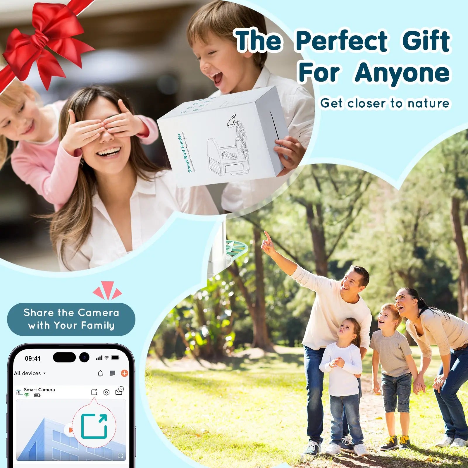 VEVOR Solar-Powered Smart Bird Feeder Camera with Live Video, AI Identification, Auto Detection, Instant Notifications, and 2K Full HD – Perfect Gift for Bird Enthusiasts
