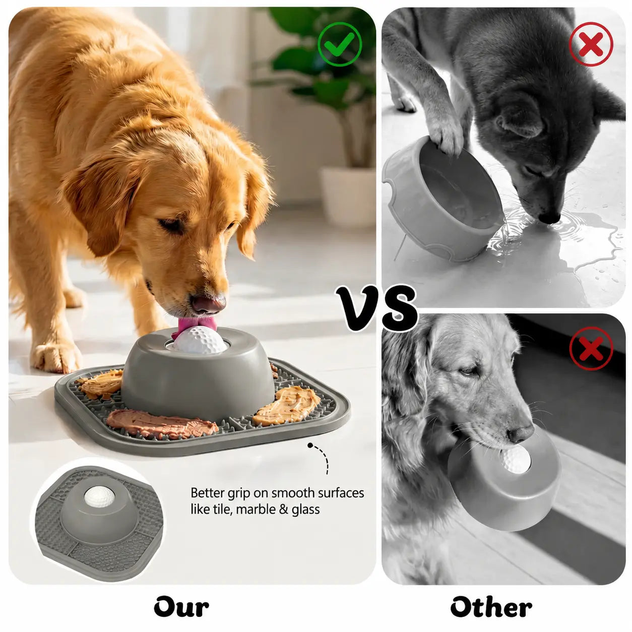 2026 Enhanced Slow Feeder Dog Bowl and Lick Mat with Anti-Slip Design and Interactive Rolling Ball Toy for All Breeds - Ideal for Dietary Supplementation and Post-Operative Nutrition