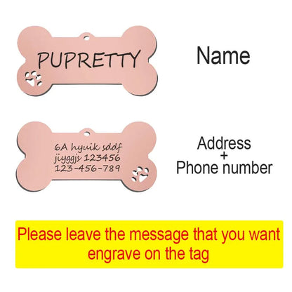 Etiqueta de identificación de mascota, llavero grabado gratis personalizado para gato, cachorro, perro, llavero colgante, pata de hueso, accesorios para mascotas