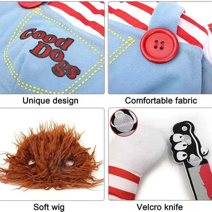 Conjunto divertido de Festival para mascotas, disfraces de Halloween para perros y gatos, novedad, ropa de Cosplay ajustable para gatos, perros medianos y grandes, Bulldog, Pug