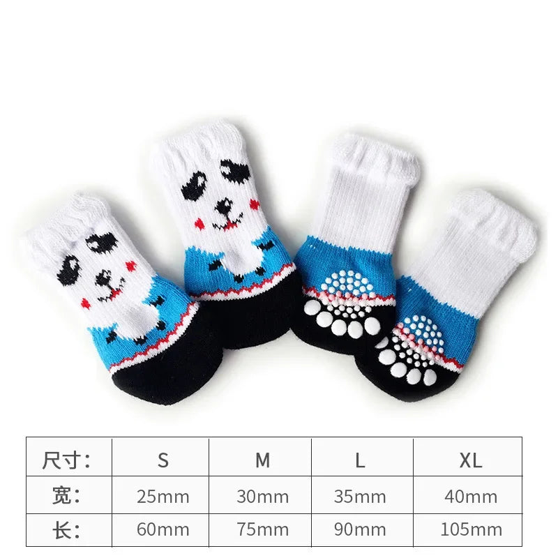 4 unids/set de lindos calcetines para perros con zapatos antideslizantes estampados para gatos y cachorros para proteger y prevenir la suciedad calcetines cálidos para mascotas