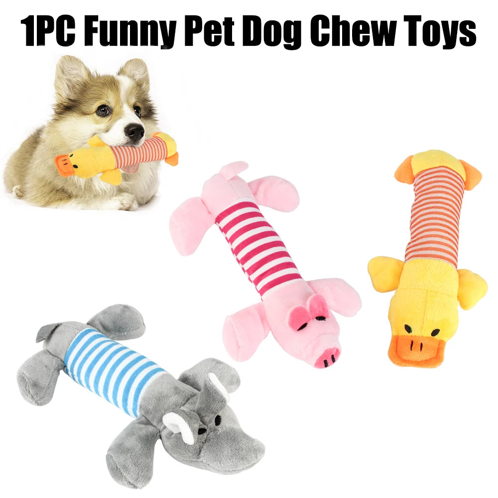 Apto para todos los mascotas, juguetes de lana para perros y gatos, muñecas populares con sonido para masticar, elefante, pato, cerdo, mascota, divertidos juguetes de peluche