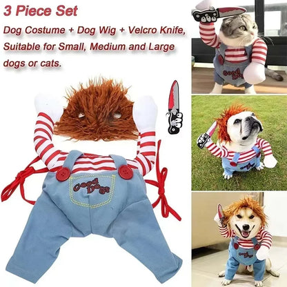 Conjunto divertido de Festival para mascotas, disfraces de Halloween para perros y gatos, novedad, ropa de Cosplay ajustable para gatos, perros medianos y grandes, Bulldog, Pug