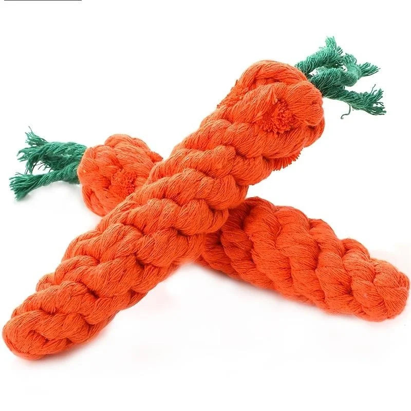Juguete con nudo para mascotas para perros y gatos, juguetes para masticar con forma de zanahoria, cuerda de algodón, juguetes para perros de interior, accesorios para perros, 1 ud.