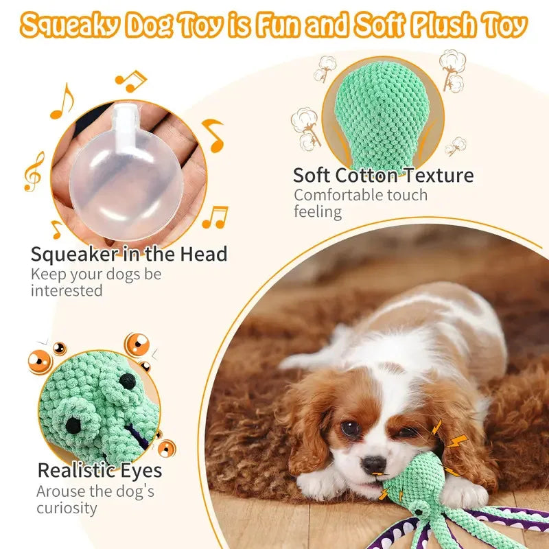Juguete de peluche para mascotas, rompecabezas de concha de pulpo con voz para perros y gatos, juguete interactivo resistente a mordeduras para limpieza de dientes de perros, juguete para masticar, suministros para mascotas