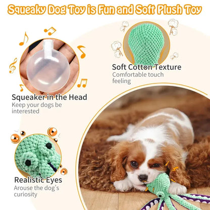 Juguete de peluche para mascotas, rompecabezas de concha de pulpo con voz para perros y gatos, juguete interactivo resistente a mordeduras para limpieza de dientes de perros, juguete para masticar, suministros para mascotas
