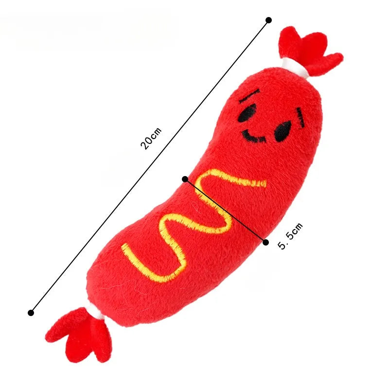 Juguete de peluche con sonido para perro, juguete para masticar para perros calientes, rechinar los dientes, juguete de peluche chirriante para cachorros, juguete interactivo para masticar resistente a mordeduras ﻿