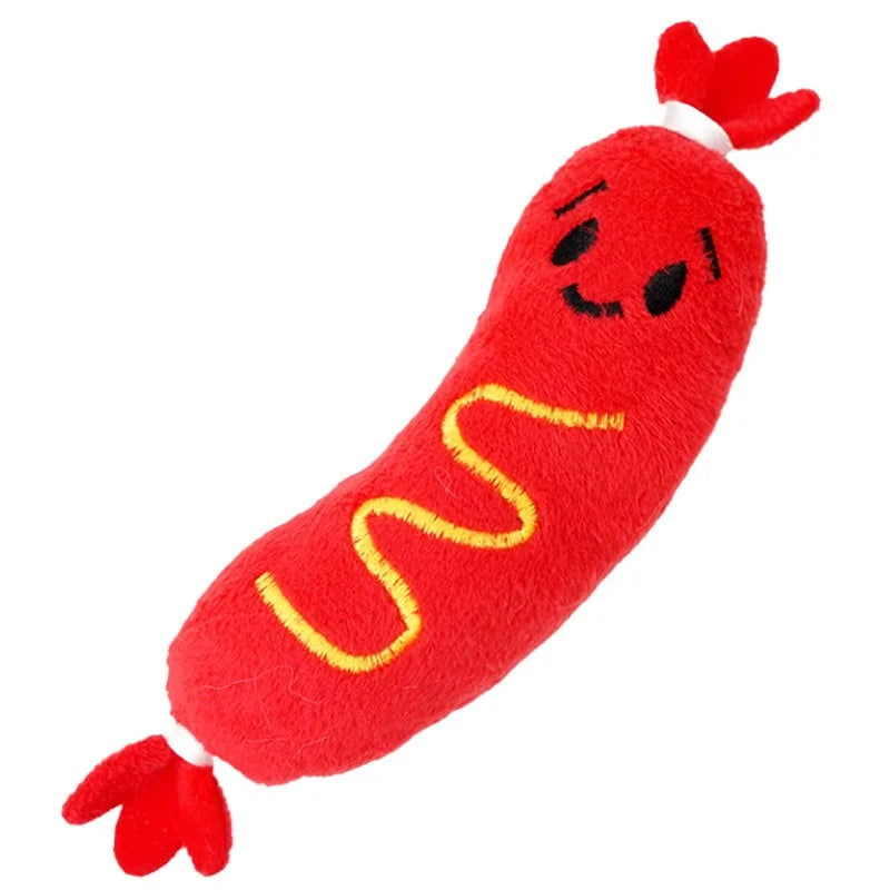 Juguete de peluche con sonido para perro, juguete para masticar para perros calientes, rechinar los dientes, juguete de peluche chirriante para cachorros, juguete interactivo para masticar resistente a mordeduras ﻿
