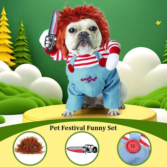 Conjunto divertido de Festival para mascotas, disfraces de Halloween para perros y gatos, novedad, ropa de Cosplay ajustable para gatos, perros medianos y grandes, Bulldog, Pug