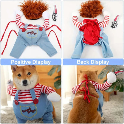 Conjunto divertido de Festival para mascotas, disfraces de Halloween para perros y gatos, novedad, ropa de Cosplay ajustable para gatos, perros medianos y grandes, Bulldog, Pug