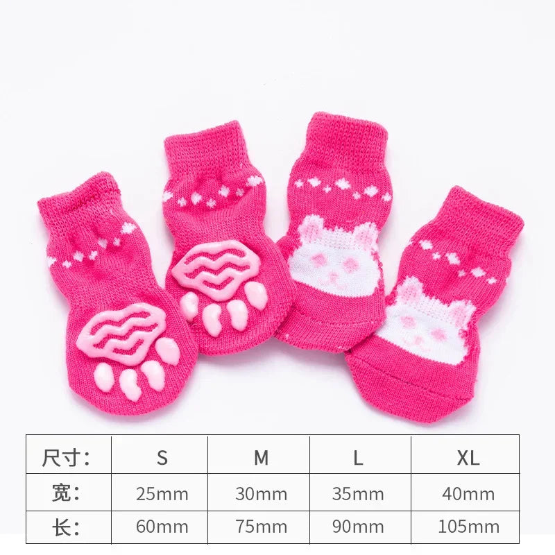 4 unids/set de lindos calcetines para perros con zapatos antideslizantes estampados para gatos y cachorros para proteger y prevenir la suciedad calcetines cálidos para mascotas