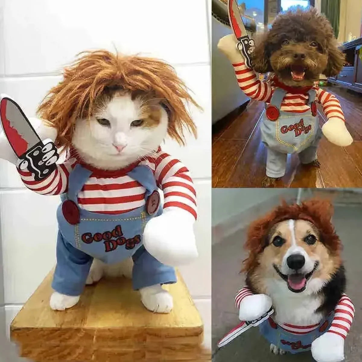 Conjunto divertido de Festival para mascotas, disfraces de Halloween para perros y gatos, novedad, ropa de Cosplay ajustable para gatos, perros medianos y grandes, Bulldog, Pug