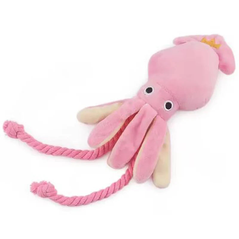 Juguetes para perros; juguetes para gatos; pulpo de cuerda de algodón emisor de sonido; juguetes masticables duraderos para limpiar los dientes; juguetes interactivos para mascotas.