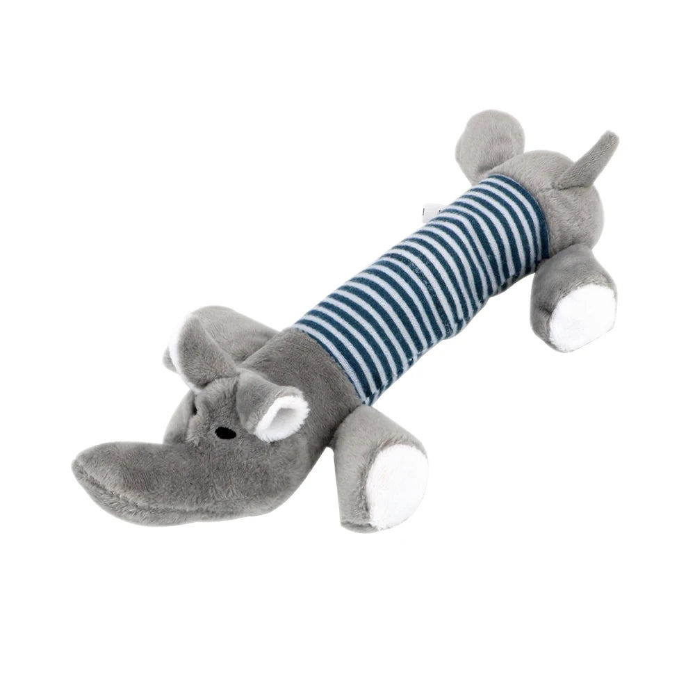 Apto para todos los mascotas, juguetes de lana para perros y gatos, muñecas populares con sonido para masticar, elefante, pato, cerdo, mascota, divertidos juguetes de peluche