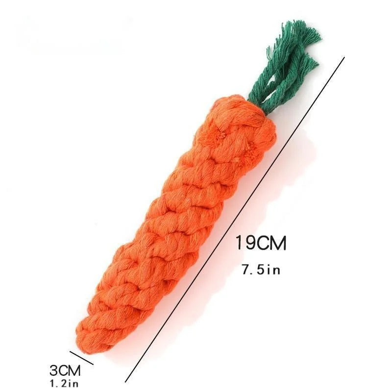 Juguete con nudo para mascotas para perros y gatos, juguetes para masticar con forma de zanahoria, cuerda de algodón, juguetes para perros de interior, accesorios para perros, 1 ud.