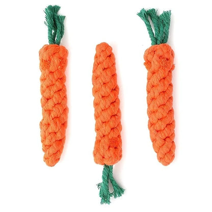 Juguete con nudo para mascotas para perros y gatos, juguetes para masticar con forma de zanahoria, cuerda de algodón, juguetes para perros de interior, accesorios para perros, 1 ud.