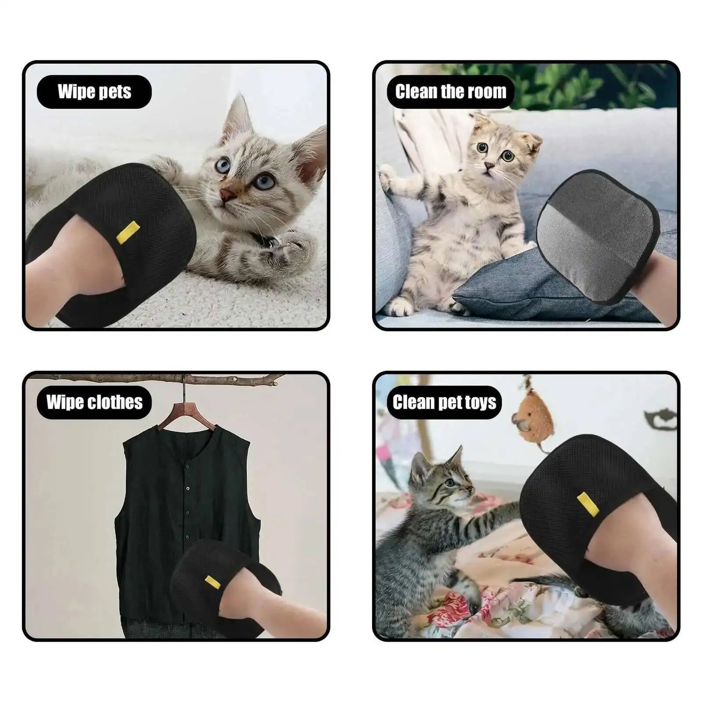 Herramienta para Eliminar Pelo de Mascotas, Guantes Reutilizables para Eliminar el Pelo Estático, Guantes de Doble Cara para el Cuidado de Mascotas, Eliminan el Pelo de Mascotas de las Alfombras