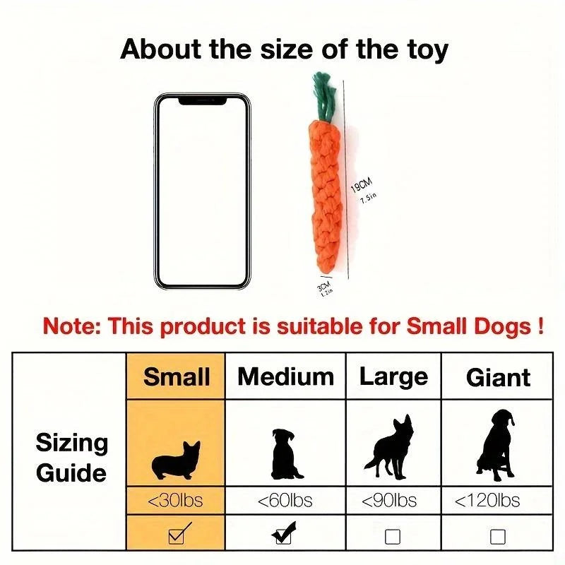 Juguete con nudo para mascotas para perros y gatos, juguetes para masticar con forma de zanahoria, cuerda de algodón, juguetes para perros de interior, accesorios para perros, 1 ud.