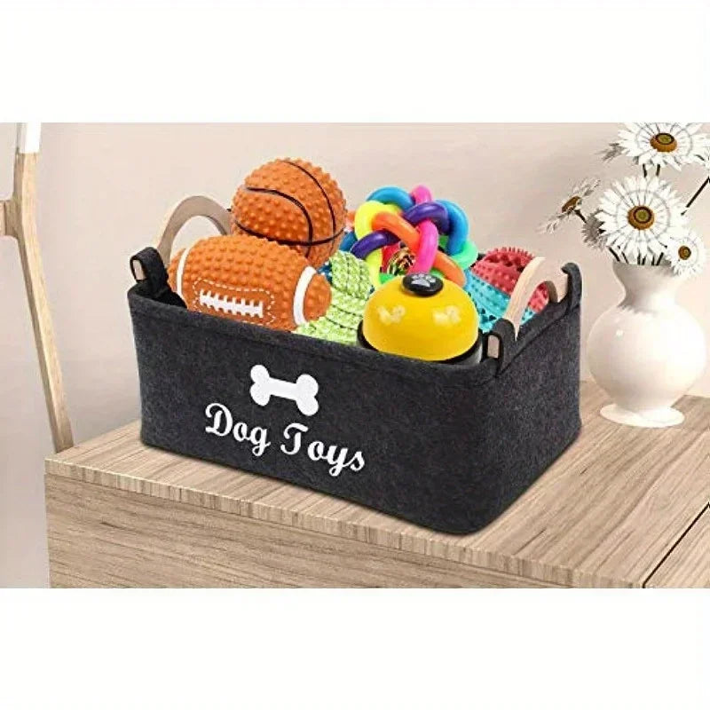 Caja de juguetes de fieltro para mascotas, caja de juguetes para perros, caja de cesta de almacenamiento: perfecta para organizar mascotas