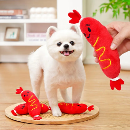 Juguete de peluche con sonido para perro, juguete para masticar para perros calientes, rechinar los dientes, juguete de peluche chirriante para cachorros, juguete interactivo para masticar resistente a mordeduras ﻿