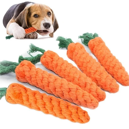 Juguete con nudo para mascotas para perros y gatos, juguetes para masticar con forma de zanahoria, cuerda de algodón, juguetes para perros de interior, accesorios para perros, 1 ud.