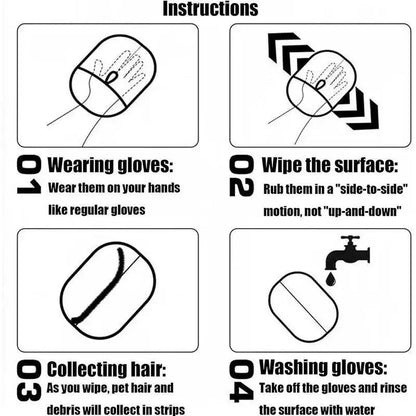 Herramienta para Eliminar Pelo de Mascotas, Guantes Reutilizables para Eliminar el Pelo Estático, Guantes de Doble Cara para el Cuidado de Mascotas, Eliminan el Pelo de Mascotas de las Alfombras