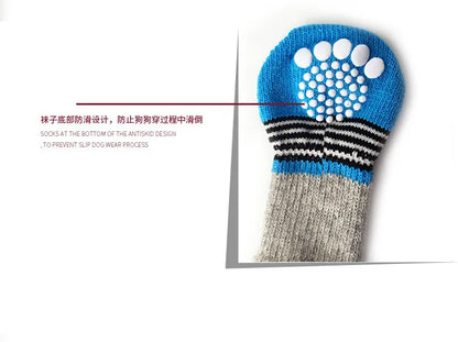 4 unids/set de lindos calcetines para perros con zapatos antideslizantes estampados para gatos y cachorros para proteger y prevenir la suciedad calcetines cálidos para mascotas