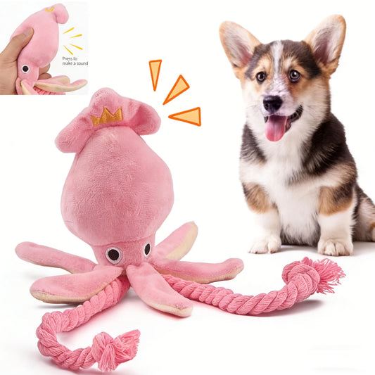 Juguetes para perros; juguetes para gatos; pulpo de cuerda de algodón emisor de sonido; juguetes masticables duraderos para limpiar los dientes; juguetes interactivos para mascotas.