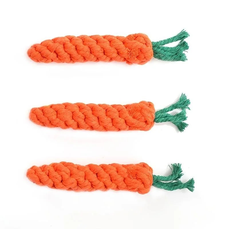 Juguete con nudo para mascotas para perros y gatos, juguetes para masticar con forma de zanahoria, cuerda de algodón, juguetes para perros de interior, accesorios para perros, 1 ud.