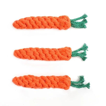 Juguete con nudo para mascotas para perros y gatos, juguetes para masticar con forma de zanahoria, cuerda de algodón, juguetes para perros de interior, accesorios para perros, 1 ud.