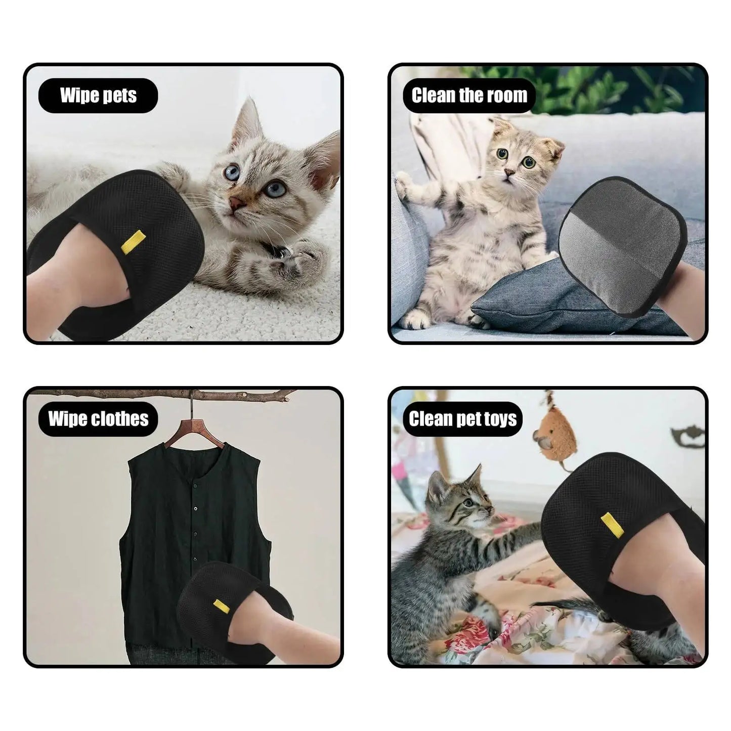 Herramienta para Eliminar Pelo de Mascotas, Guantes Reutilizables para Eliminar el Pelo Estático, Guantes de Doble Cara para el Cuidado de Mascotas, Eliminan el Pelo de Mascotas de las Alfombras