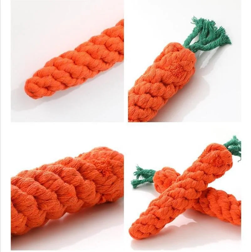 Juguete con nudo para mascotas para perros y gatos, juguetes para masticar con forma de zanahoria, cuerda de algodón, juguetes para perros de interior, accesorios para perros, 1 ud.