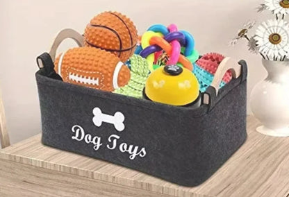 Caja de juguetes de fieltro para mascotas, caja de juguetes para perros, caja de cesta de almacenamiento: perfecta para organizar mascotas