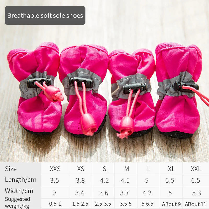 Juego de 4 Zapatos Impermeables para Perros, Botas Antideslizantes para Lluvia, Calzado para Perros Pequeños, Cachorros, Botines para Mascotas, Accesorios para Patas de Perro