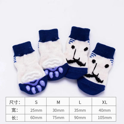 4 unids/set de lindos calcetines para perros con zapatos antideslizantes estampados para gatos y cachorros para proteger y prevenir la suciedad calcetines cálidos para mascotas