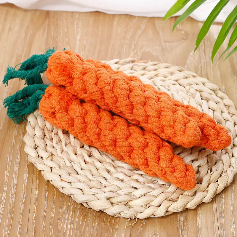 Juguete con nudo para mascotas para perros y gatos, juguetes para masticar con forma de zanahoria, cuerda de algodón, juguetes para perros de interior, accesorios para perros, 1 ud.