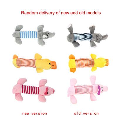 Apto para todos los mascotas, juguetes de lana para perros y gatos, muñecas populares con sonido para masticar, elefante, pato, cerdo, mascota, divertidos juguetes de peluche